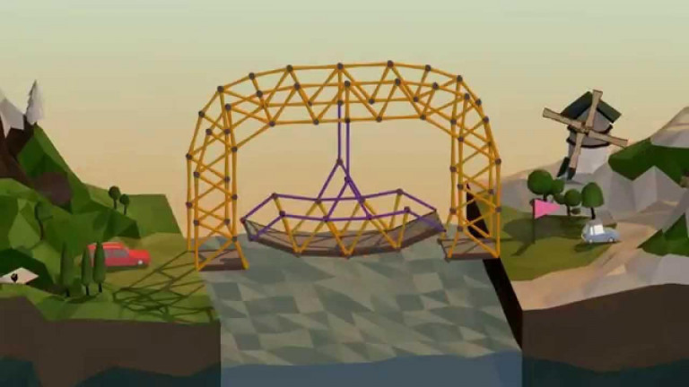 Poly Bridge – Predogled | Moč hidravlike proti moči gravitacije |