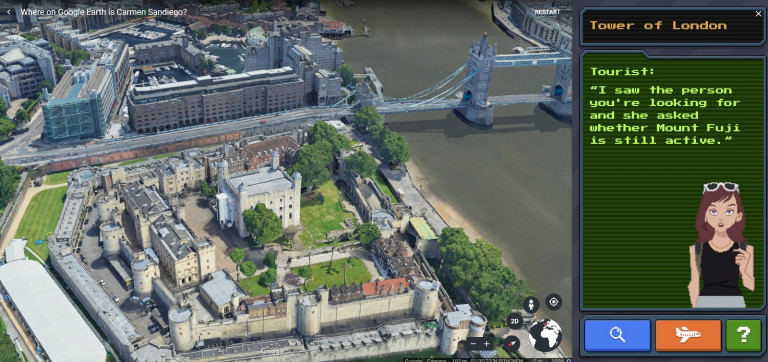 Poučno igro “Where in the World Is Carmen Sandiego?” lahko igramo na Google Earth