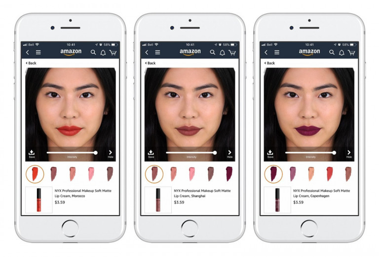 Amazon je skupaj z L’Orealom razvil aplikacijo, kjer lahko stranke pred nakupom na sebi preizkusijo šminke
