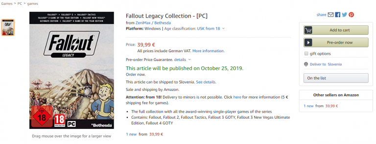 Fallout Legacy Collection zbirka bo ponujala skoraj vse Fallout naslove za res nizko ceno