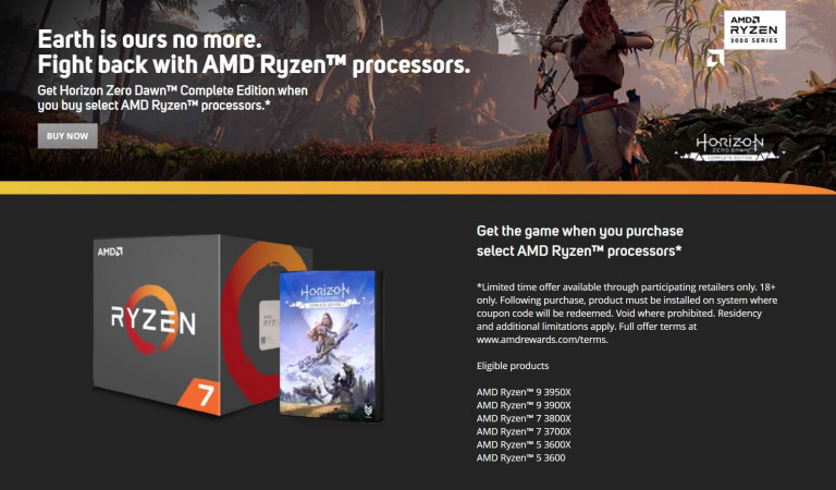 AMD začel ob nakupih AMD Ryzen 3000 procesorjih ponujati brezplačne kopije igre Horizon Zero Dawn
